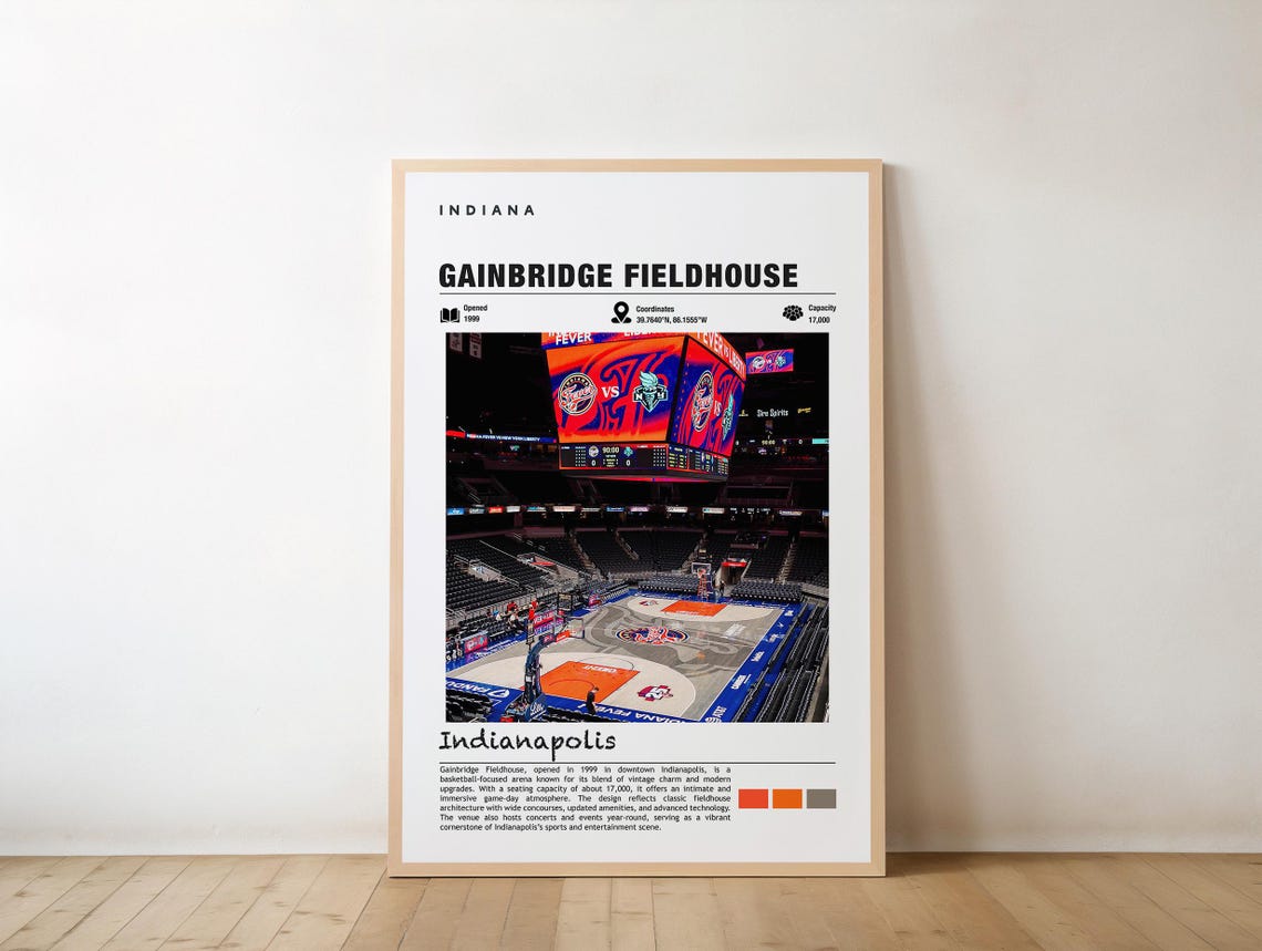 Gainbridge Fieldhouse Print Indiana Poster Indianapolis Views Arena Art Urban Charm Basketball Sports Venueindianapolis