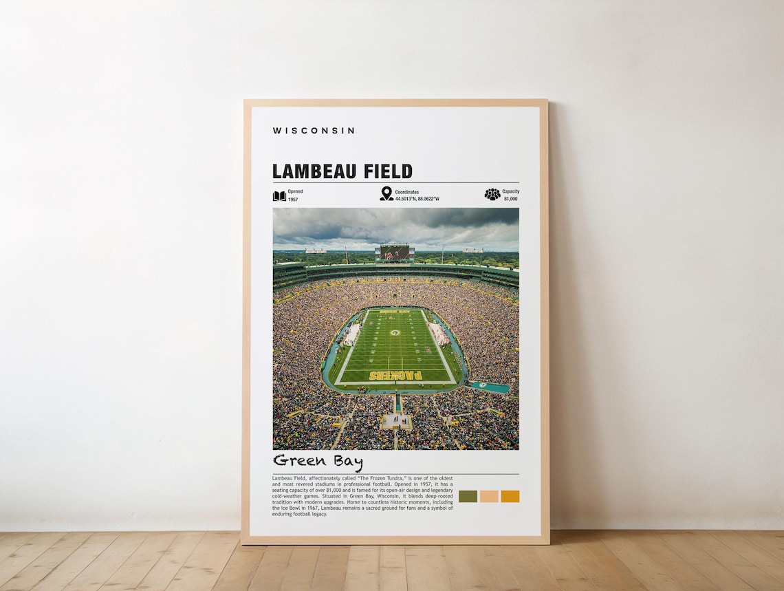 Lambeau Field Stadium Art Print, Sports Poster