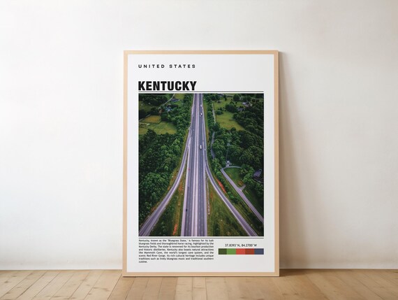 Kentucky Bluegrass State Highway Aerial Photo Travel Art Poster
