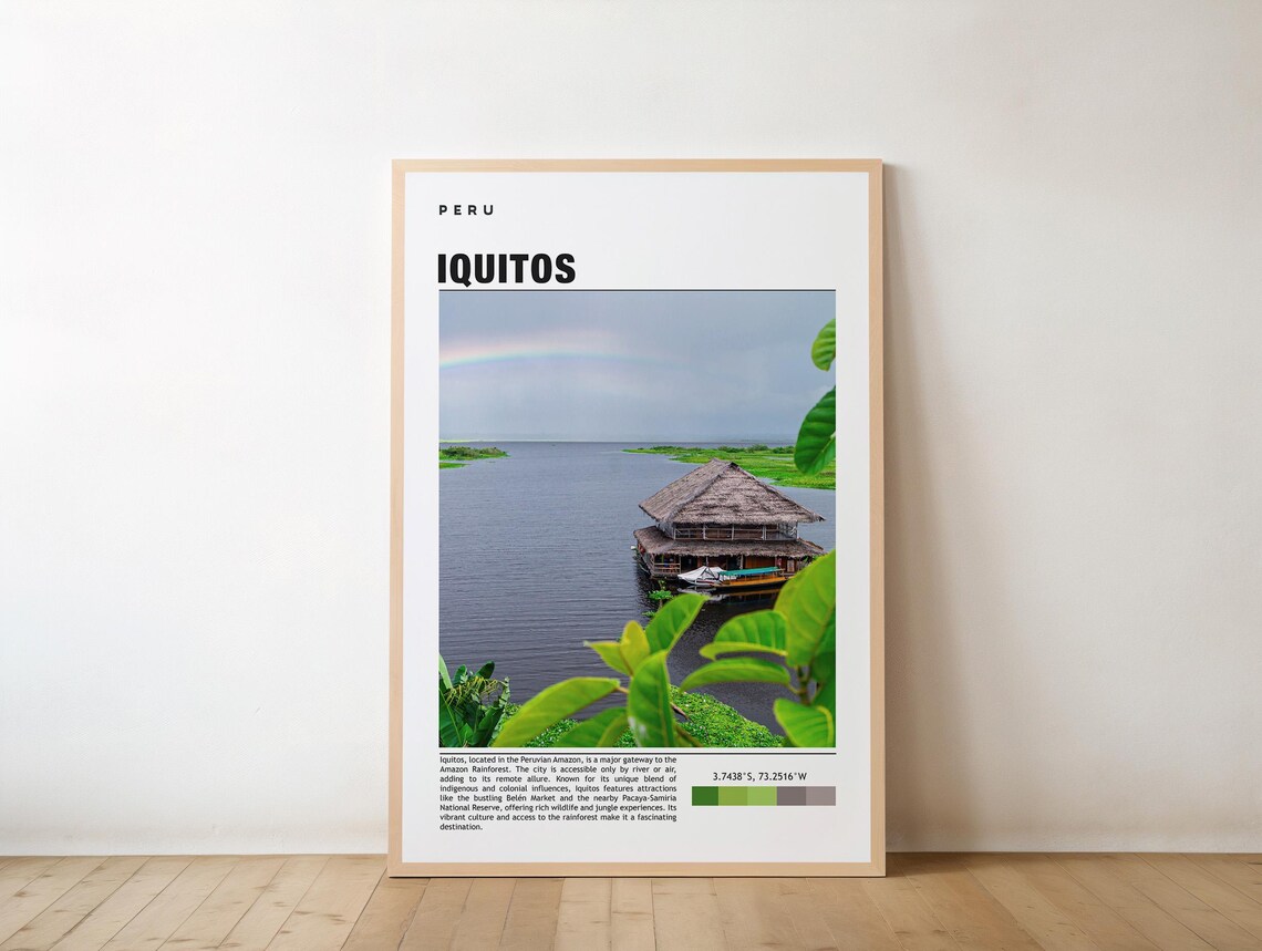Iquitos Travel Poster, Amazon Rainforest River Views