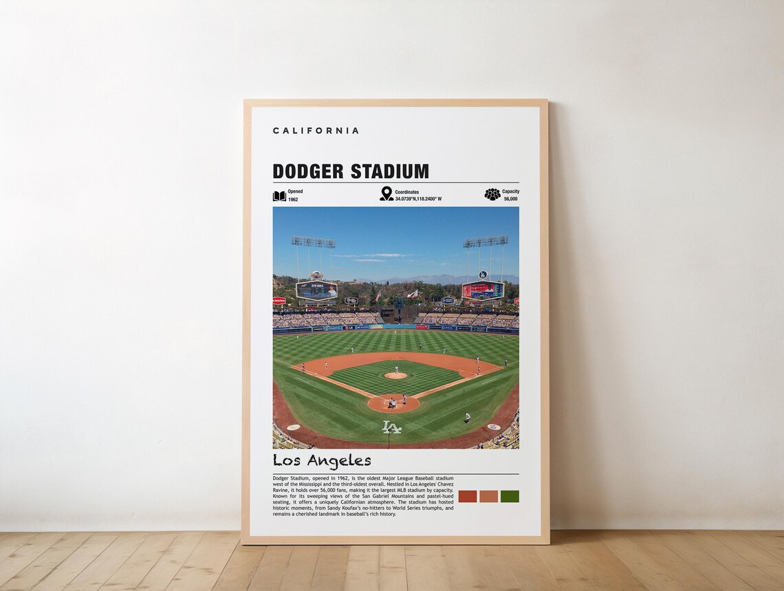 Dodger Stadium Travel Poster, Sports Wall Art
