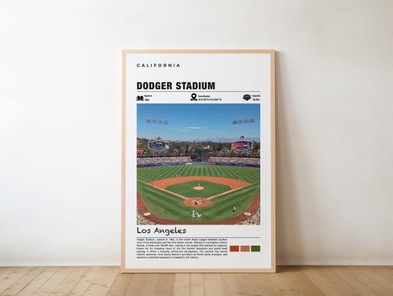 Dodger Stadium Travel Poster, Sports Wall Art
