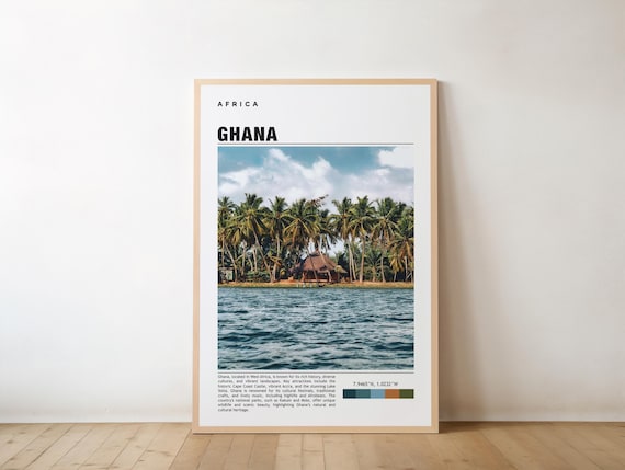Ghana Africa Tropical Palm Tree Beach Shoreline Travel Poster