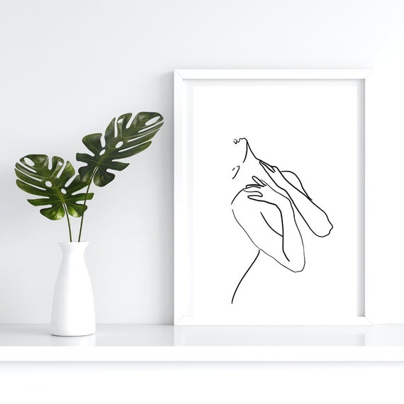 Woman Line Drawing Art Print Lean Minimalist Female Body Modern Poster Feminist