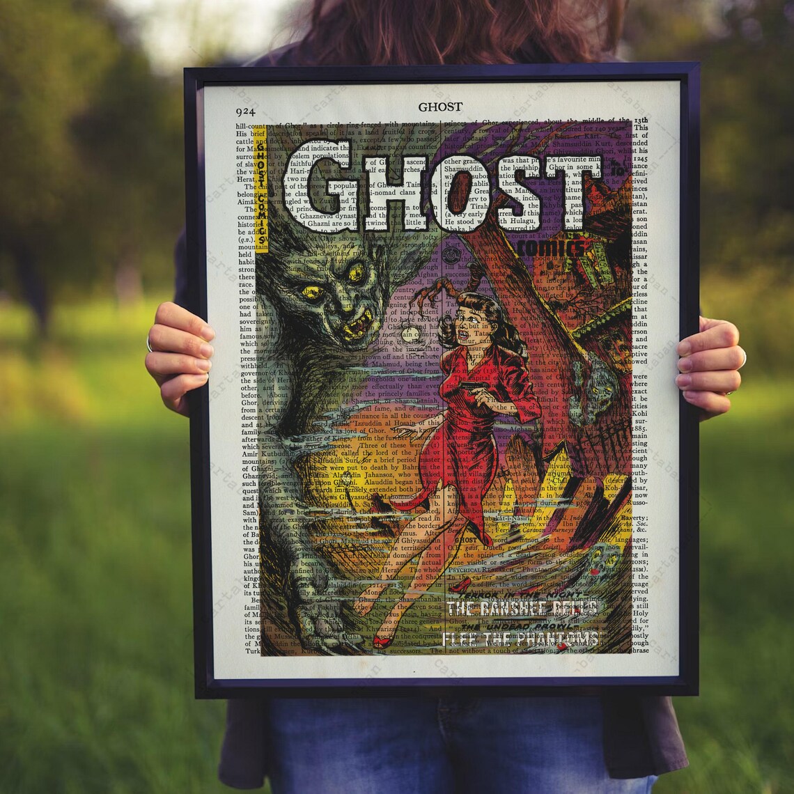 Ghost Comics No 1 Cover Horror Comic Banshee Bells Dictionary Page Poster - Image 3