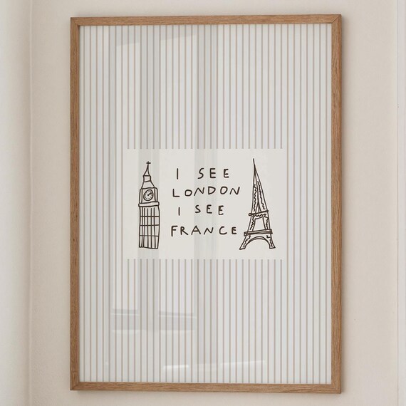 I See London I See France Playful Big Ben Eiffel Tower Quote Wall Art