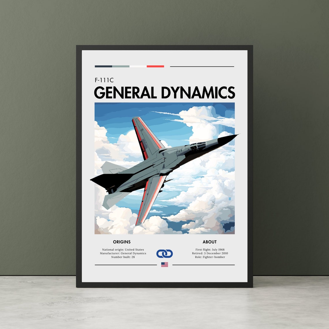 General Dynamics F-111C Fighter Bomber Jet Above the Clouds Poster