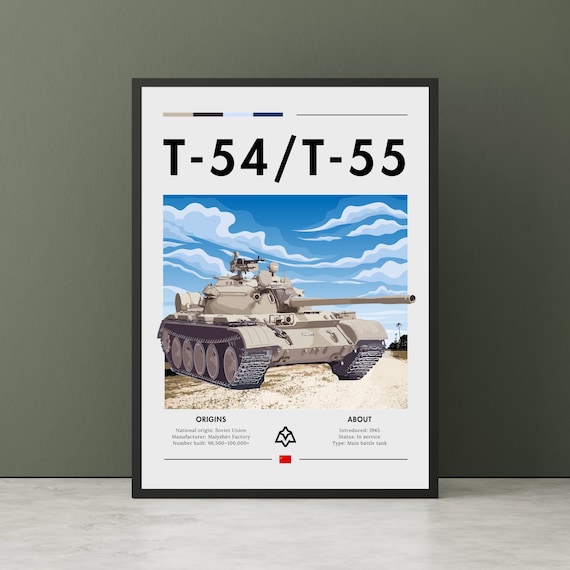 Soviet T-54 T-55 Main Battle Tank Spec Sheet Military Poster