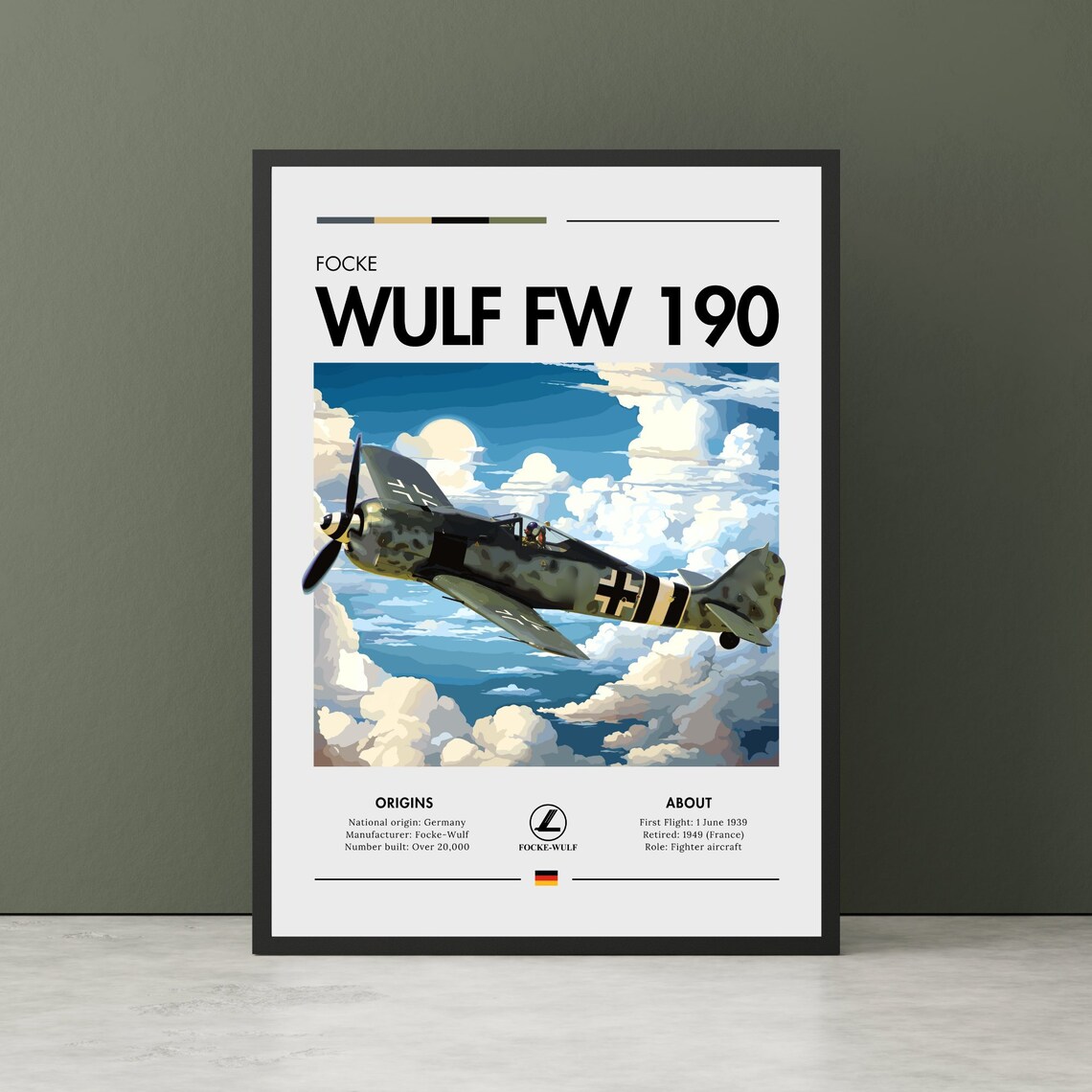 Focke-Wulf Fw 190, WWII Aviation Art Poster