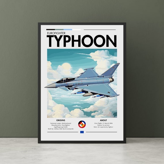 Eurofighter Typhoon Aviation Art Print, Fighter Jet