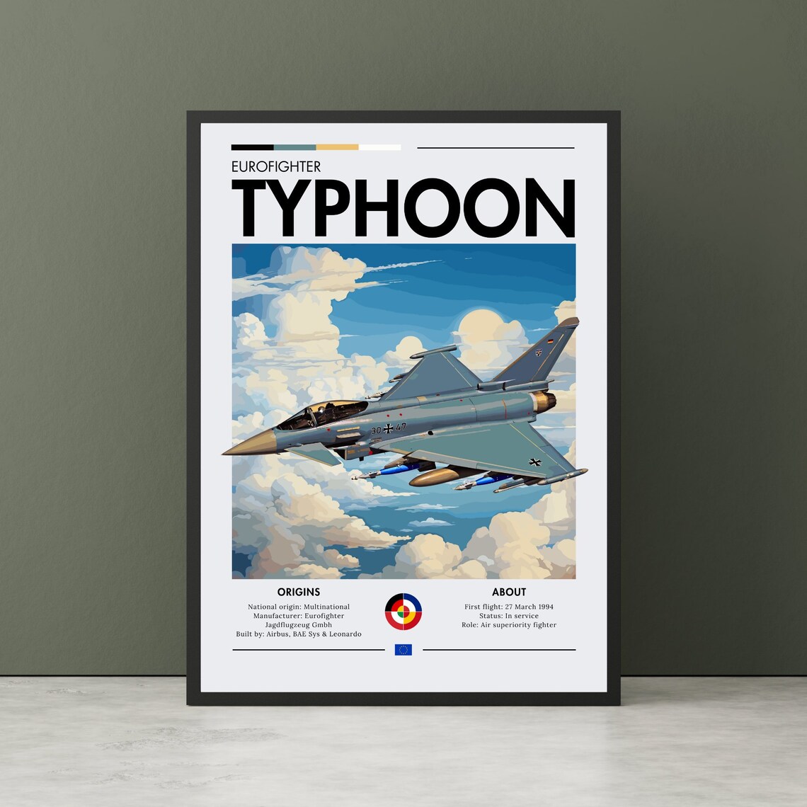 Eurofighter Typhoon Aviation Art Print, Jet Poster