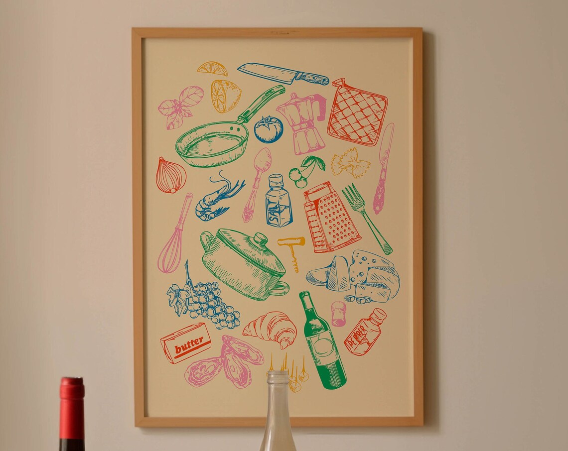 Retro Kitchen Food Art Print, Maximalist Decor - Image 2