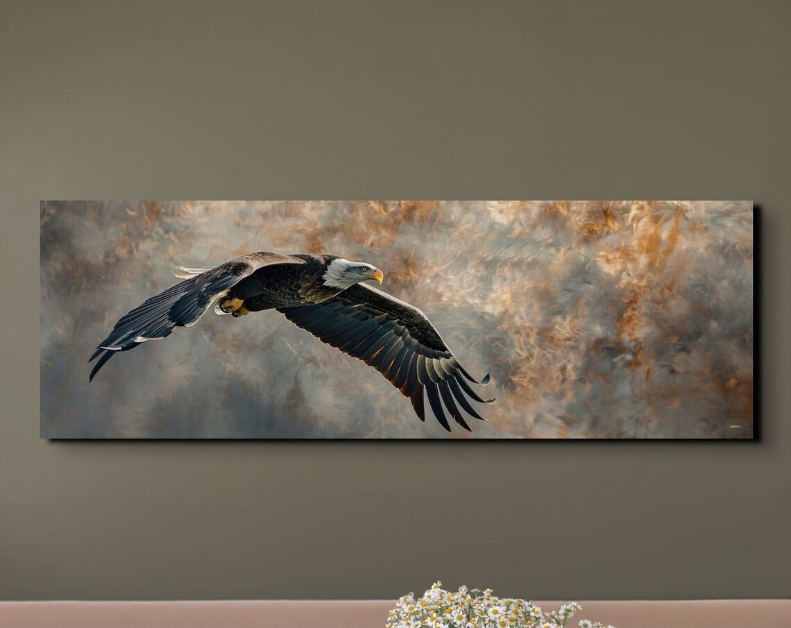Flying Eagle Art Print, Animal Bird Wall Decor