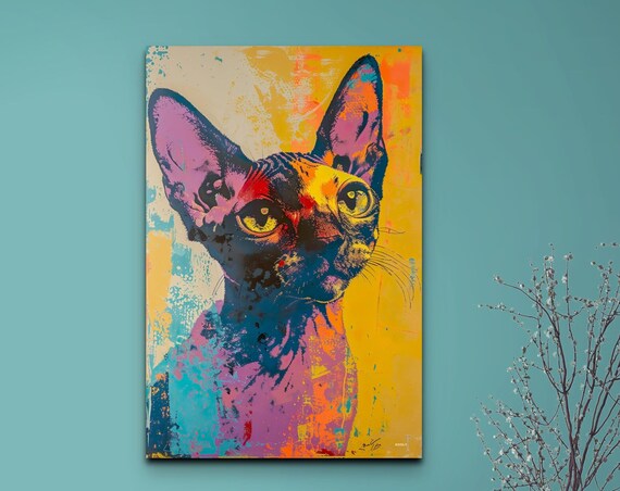 Devon Rex Cat Portrait, Animal Decor