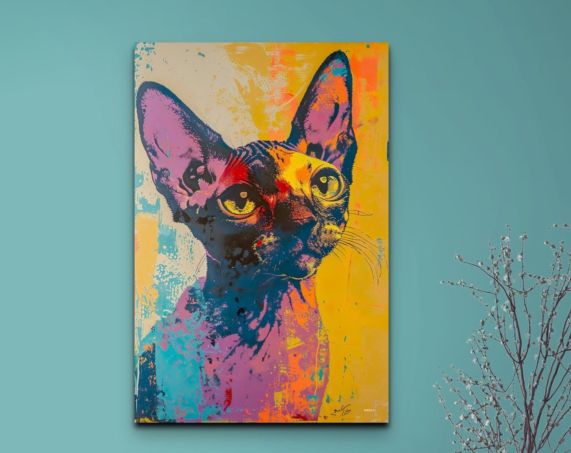 Devon Rex Cat Portrait, Animal Decor