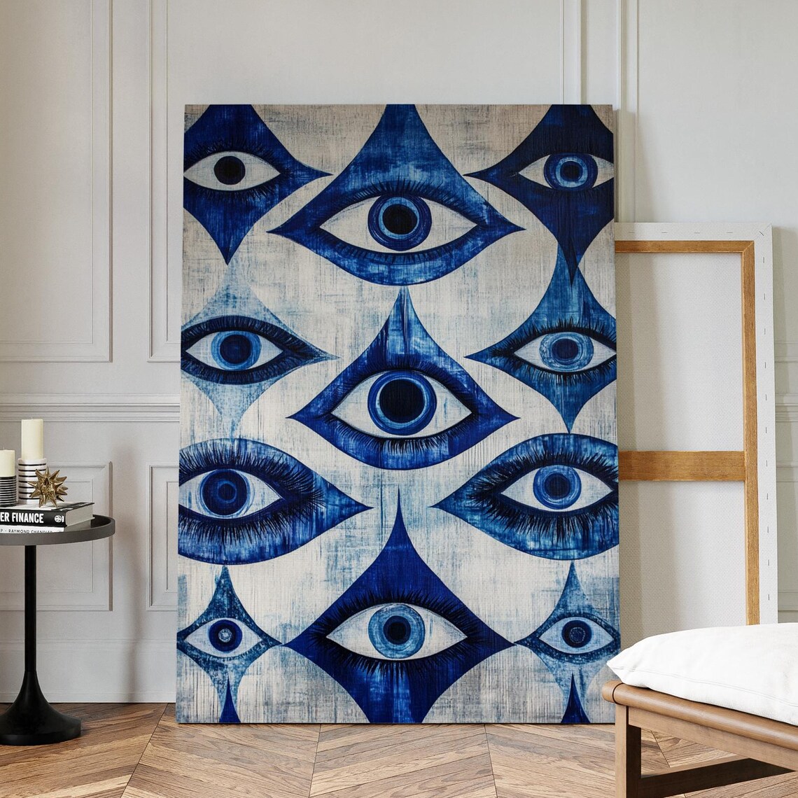Blue Evil Eye Geometric Protection Symbol Modern Abstract Poster