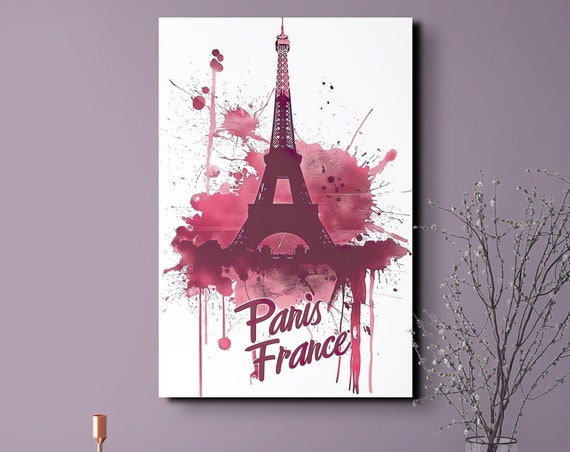 Paris France Wall Art Print Eifel Tower Decor Vintage Midcentury Modern Wall Art Unframed Ready To Hang