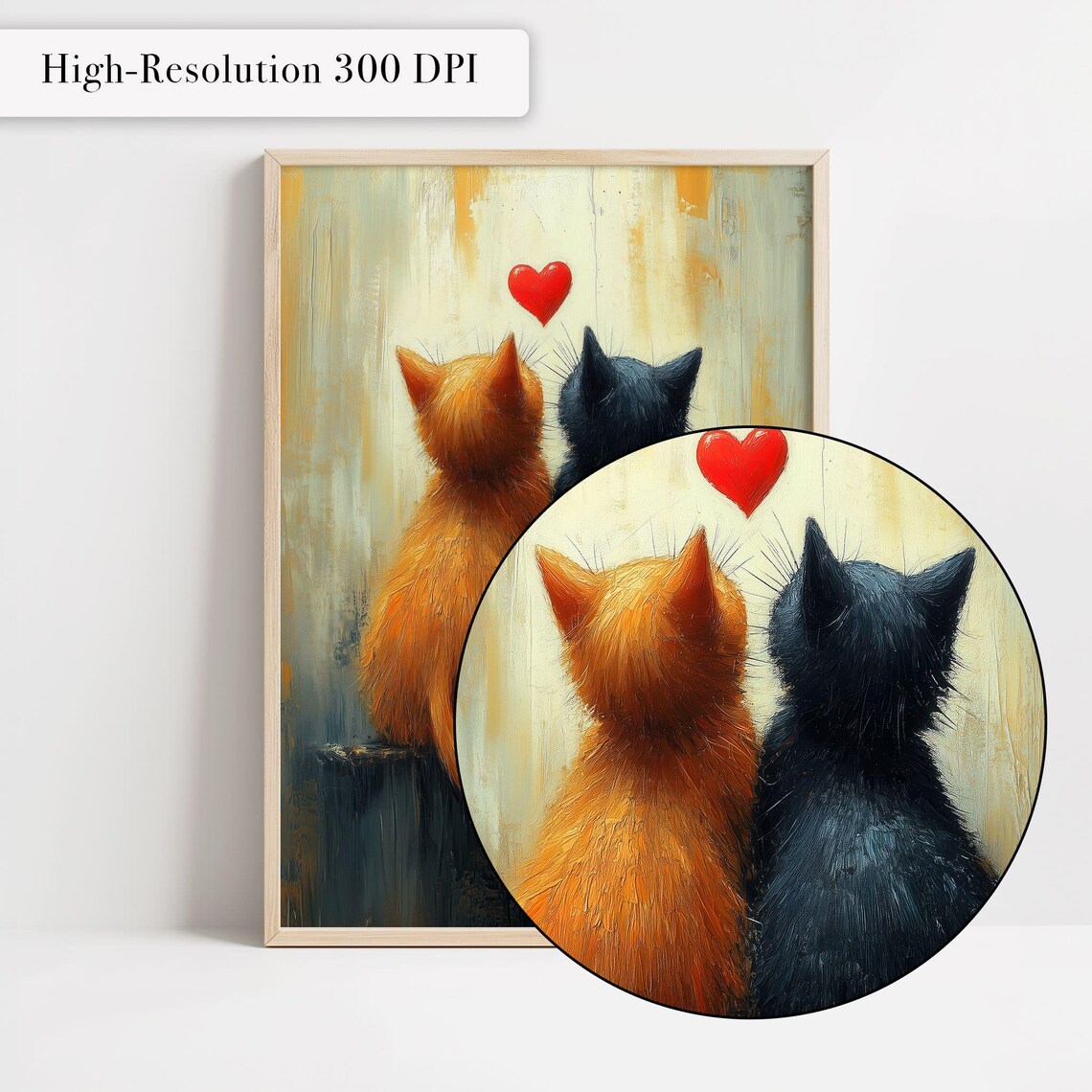 Romantic Cat Couple Art Print, Cute Valentine Decor - Image 4