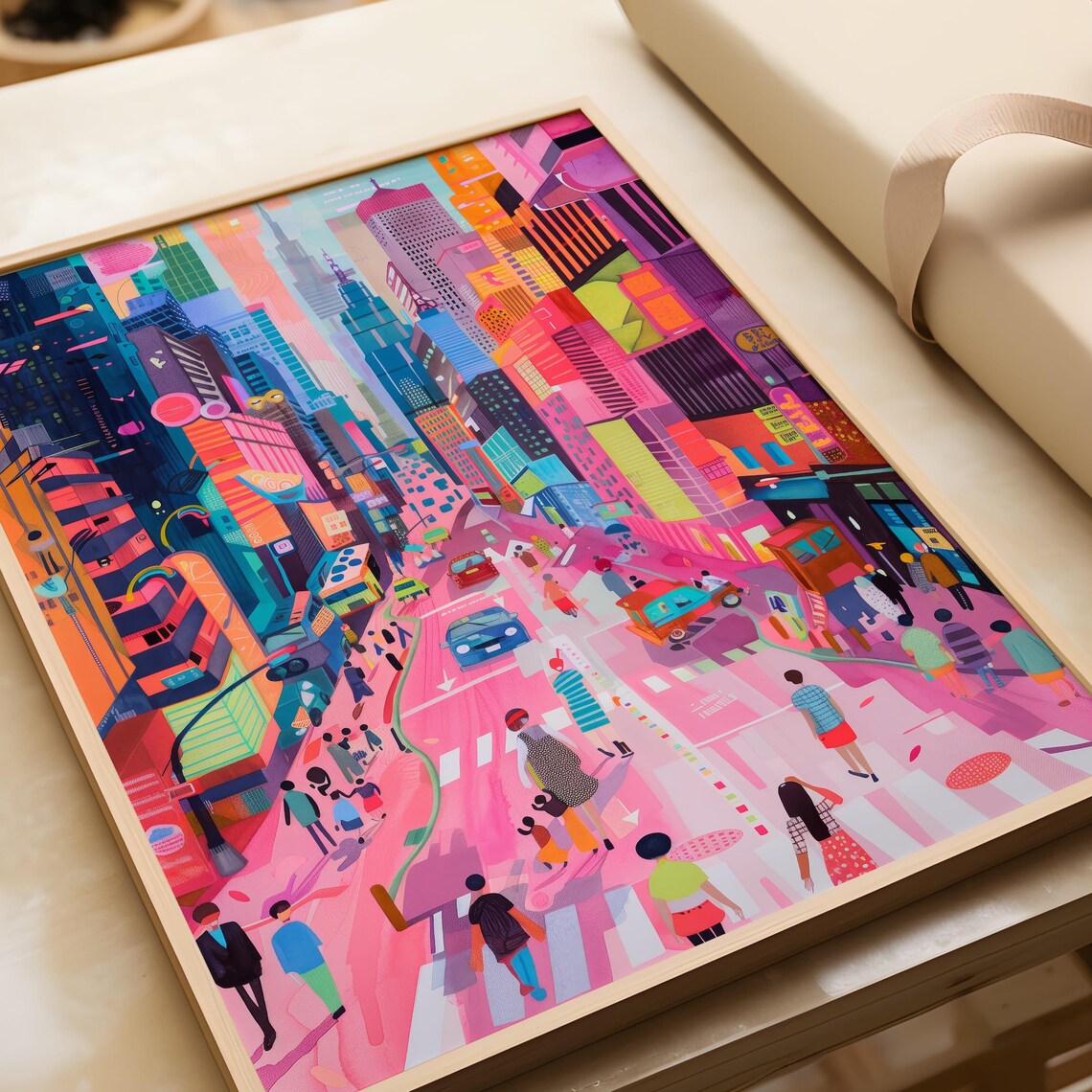 Vibrant Cityscape Art Print, Modern Urban Street - Image 7