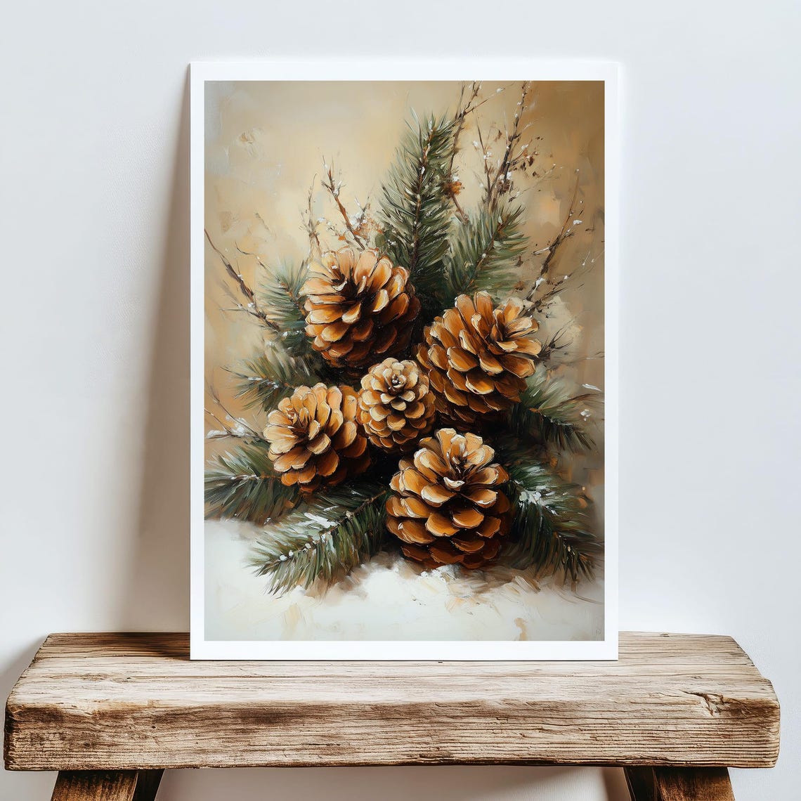 Rustic Pine Cones And Snowy Evergreen Branches Winter Poster - Image 5