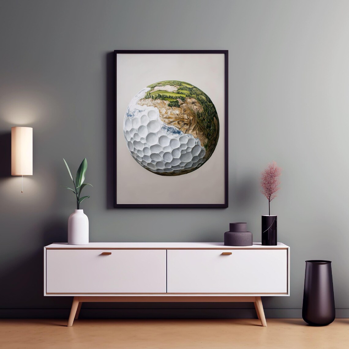 Golf Art Print Modern Golf Course Wall Art Unique Golf Decor Golf Landscape Print - Image 2
