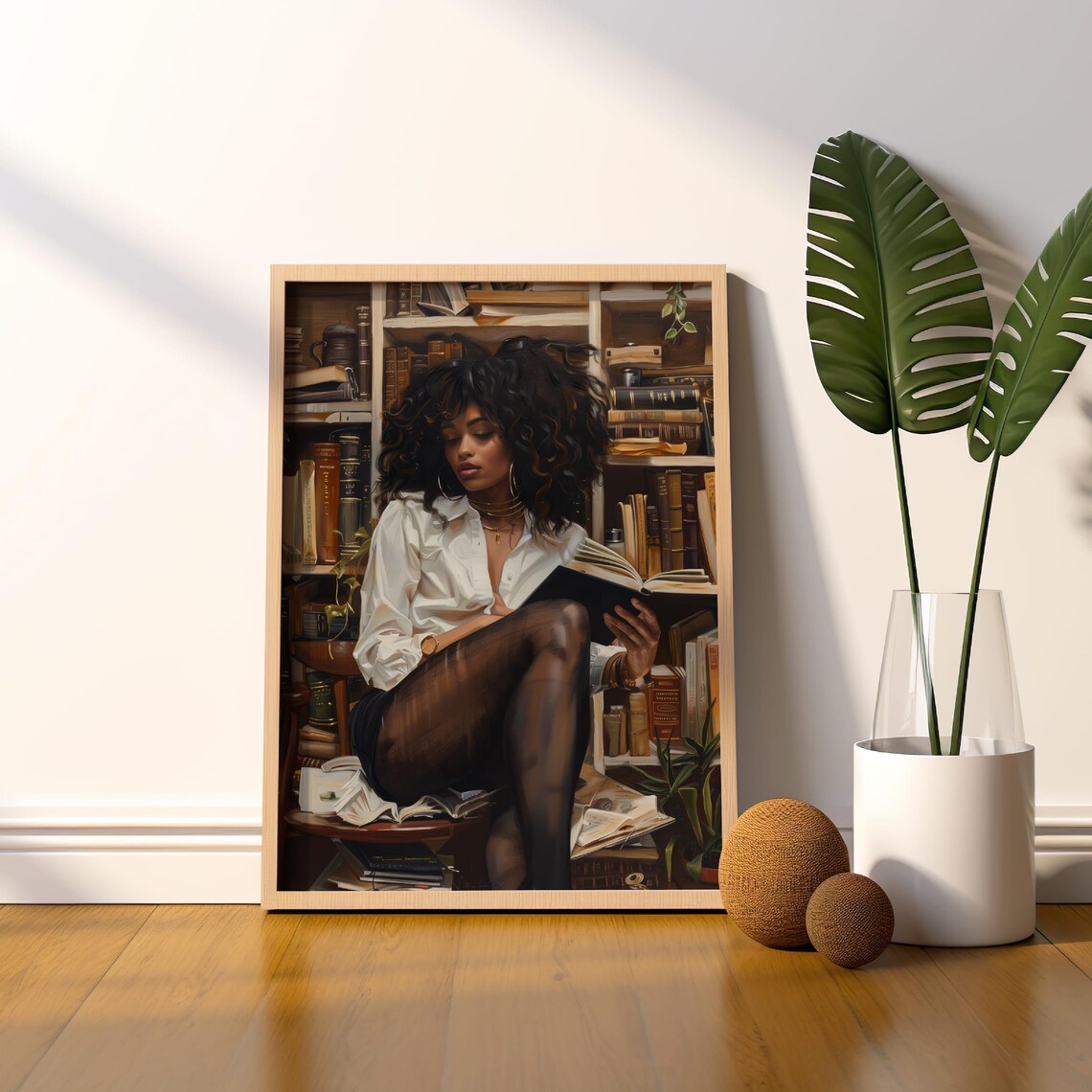 Black Woman Reading Art Print, Library Decor - Image 6