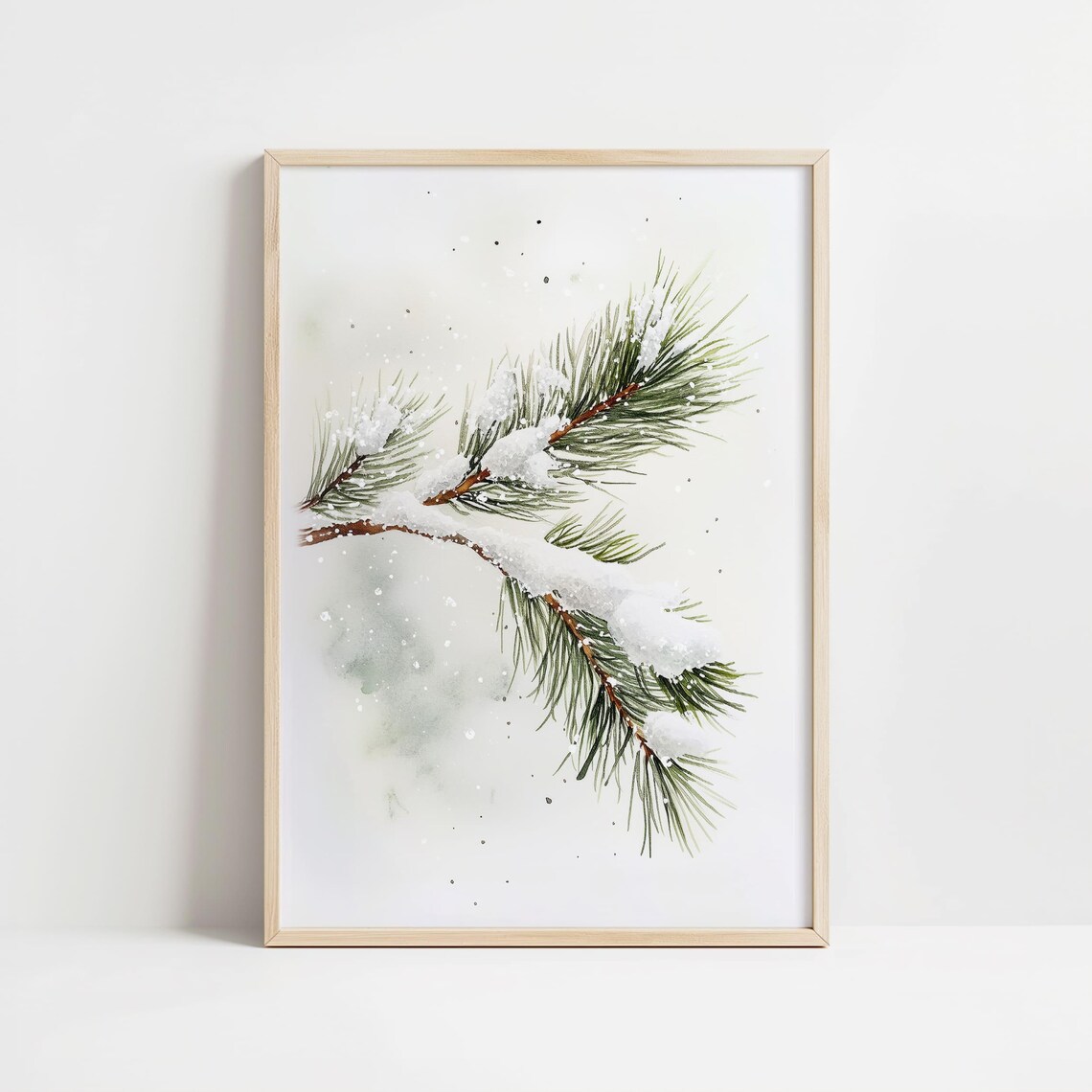 Snowy Pine Branch Minimalist Christmas Art Print - Image 8