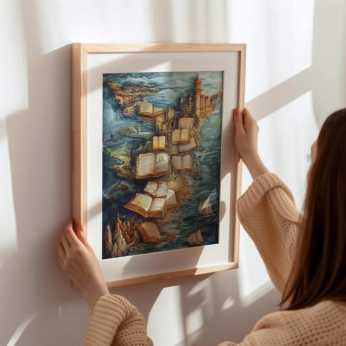 Book Lover Fantasy Map Art Print, Adventure Library Decor - Image 5