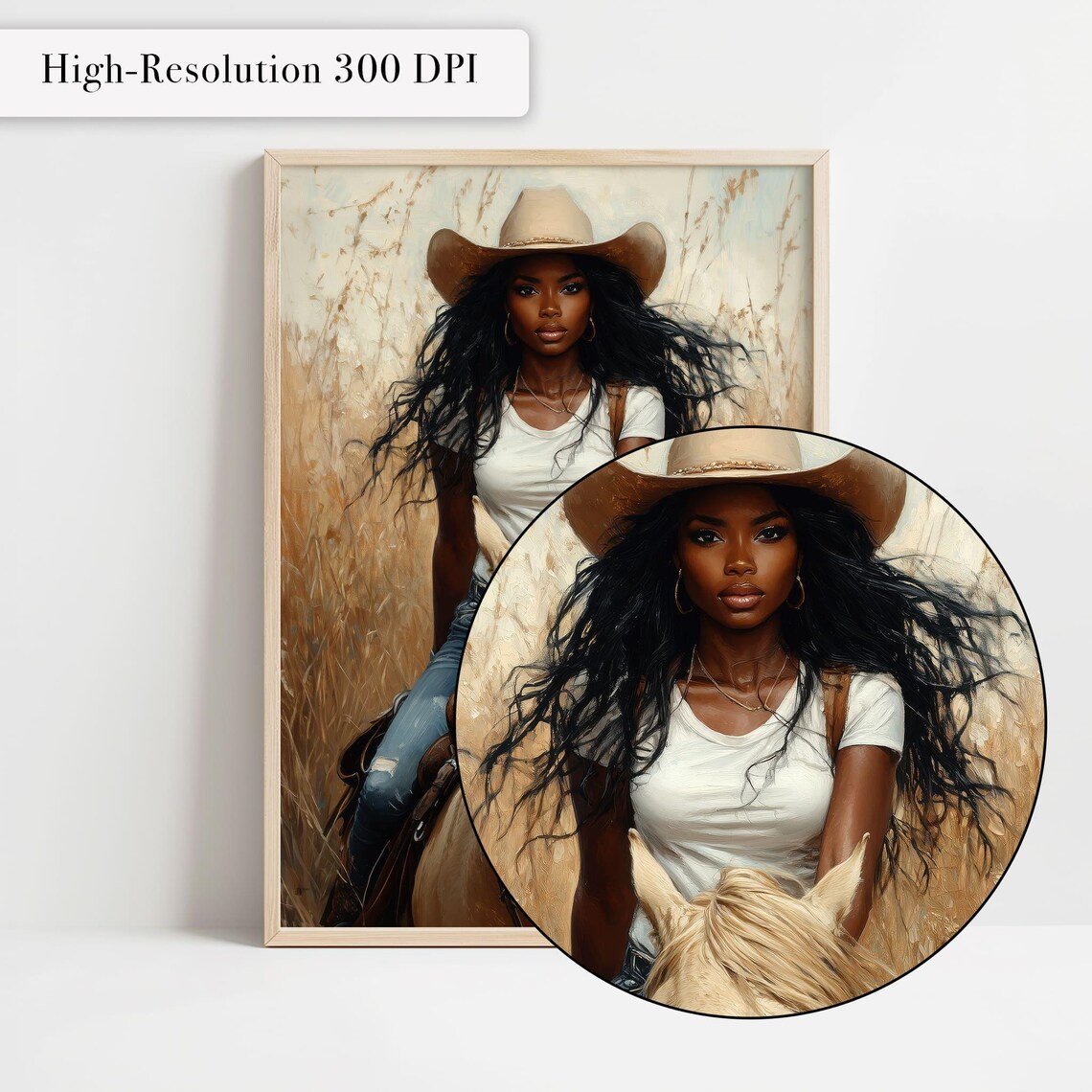 Black Cowgirl Art Print, Rustic Western Decor - Image 4
