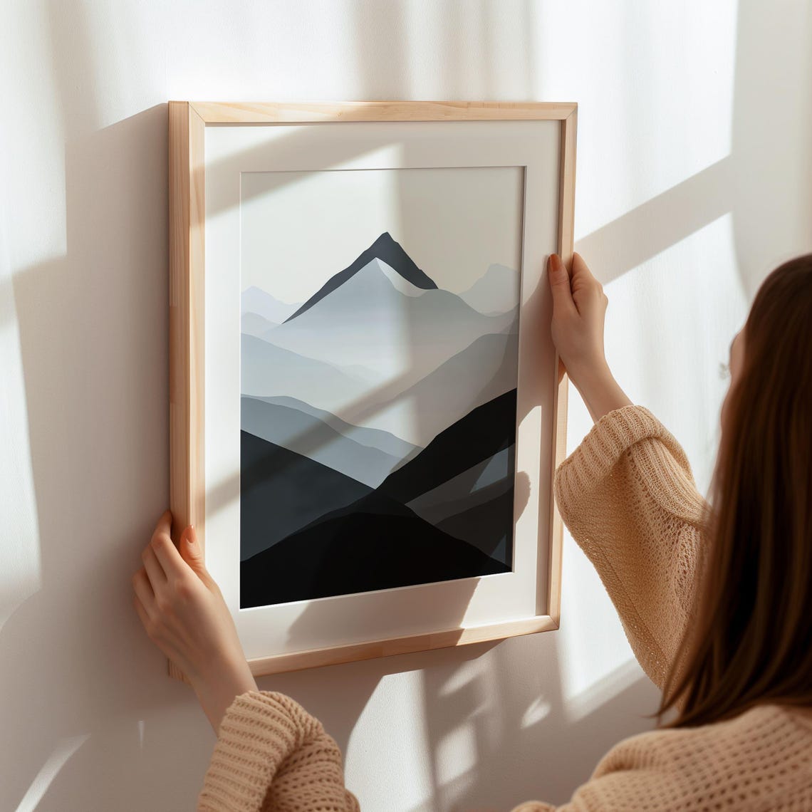 Black And White Abstract Mountain Layers Modern Nature Poster - Image 7