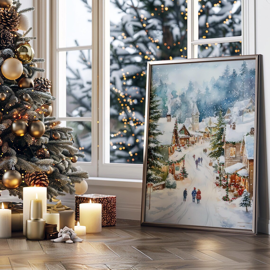 Christmas Village Holiday Scene Poster Print - Image 2