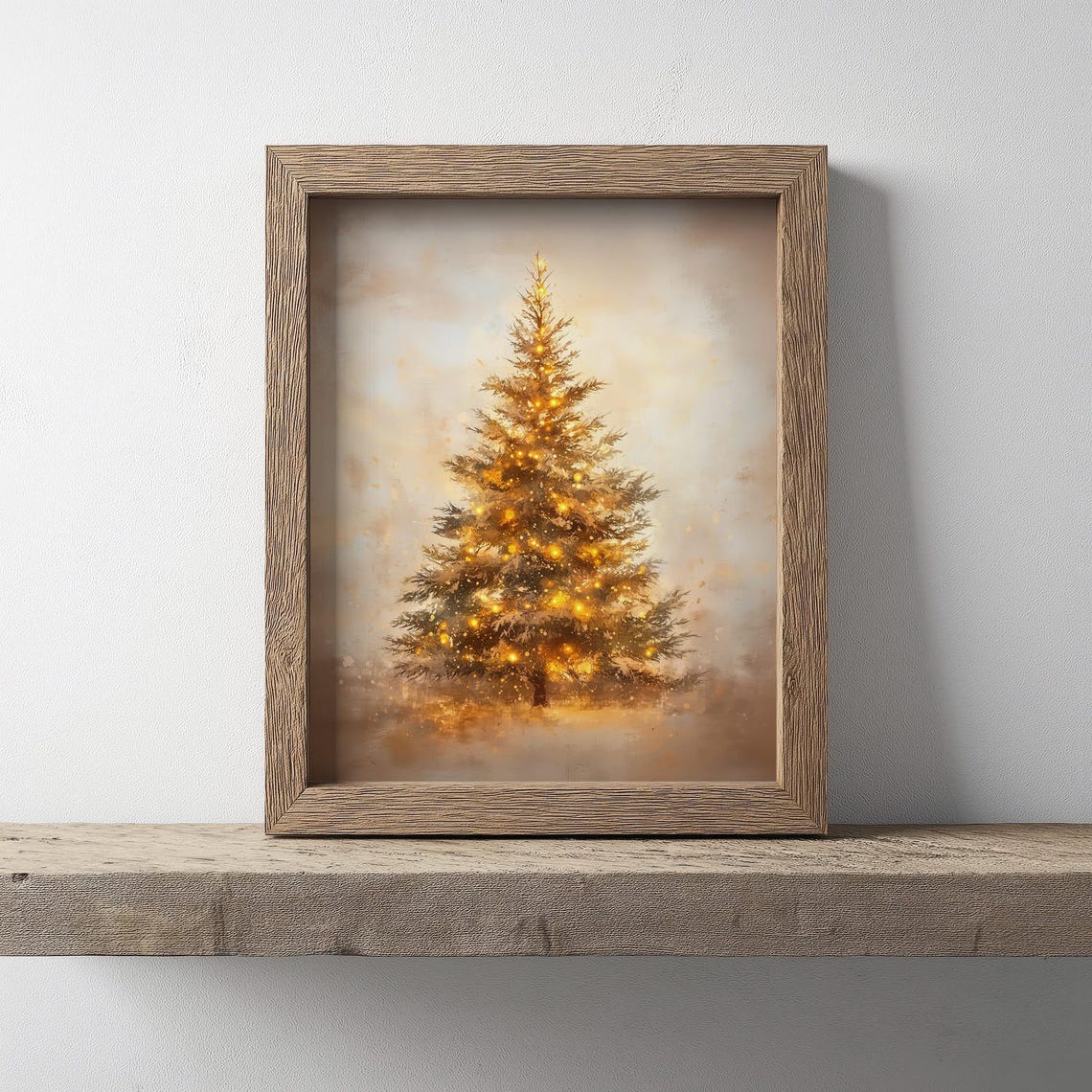 Golden Lit Christmas Tree Warm Winter Holiday Decor Art Poster - Image 3