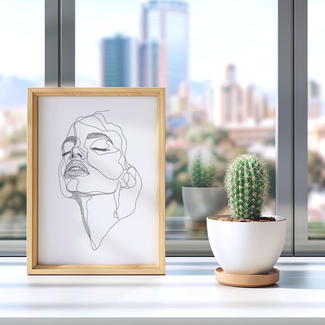 Minimalist Line Art Female Face Abstract Modern Portrait Poster - Image 3