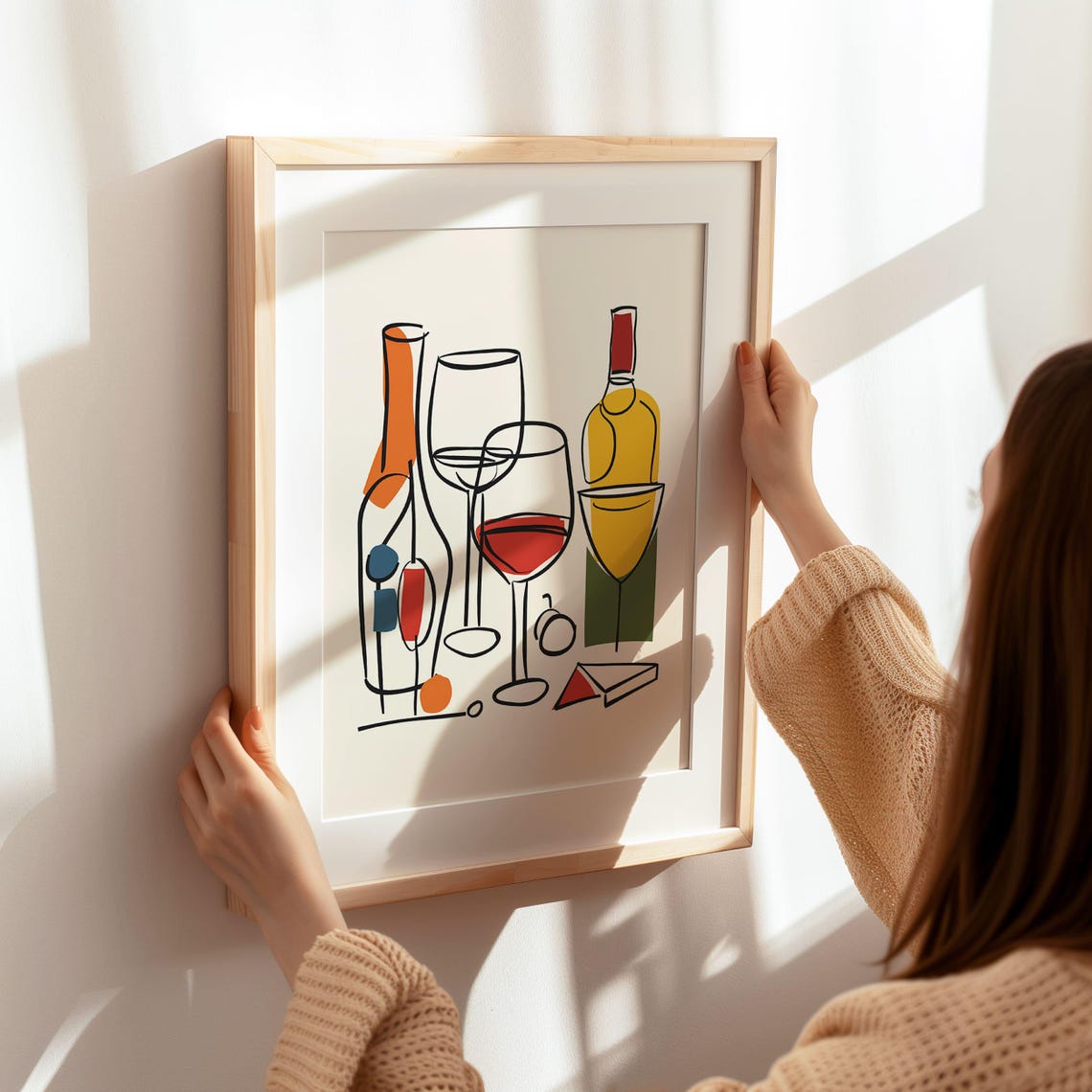 Minimalist Wine Bottles Glasses Line Drawing Home Bar Art Poster - Image 8