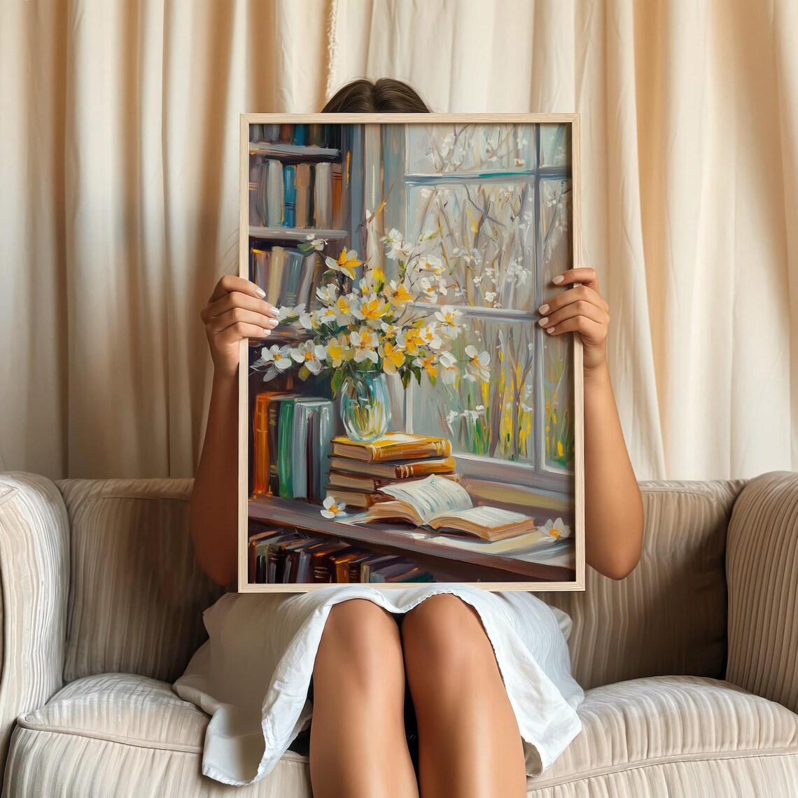 Spring Floral Book Art Print, Cozy Library Decor - Image 4