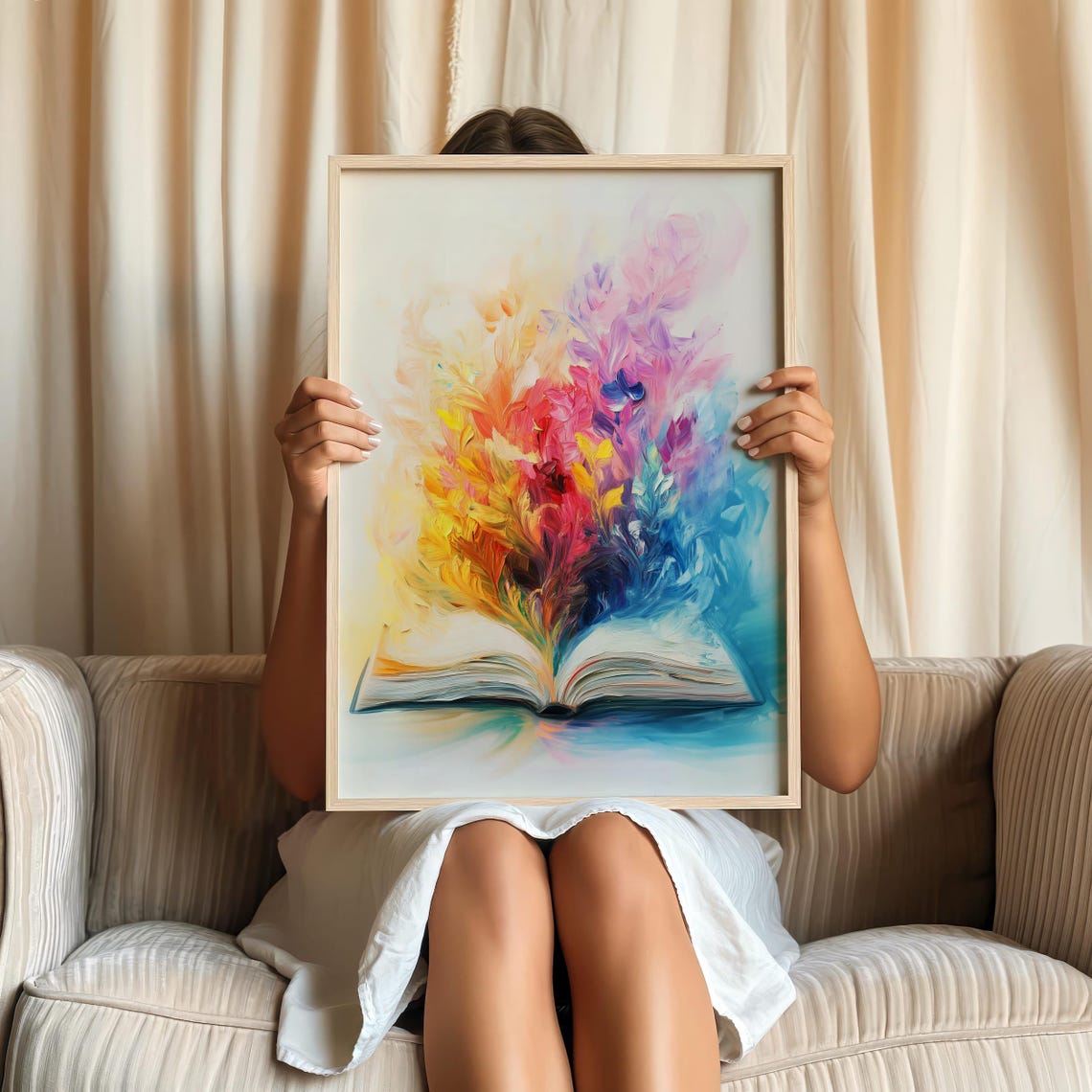 Colorful Open Book Rainbow Paint Splash Literary Decor Art Poster - Image 2
