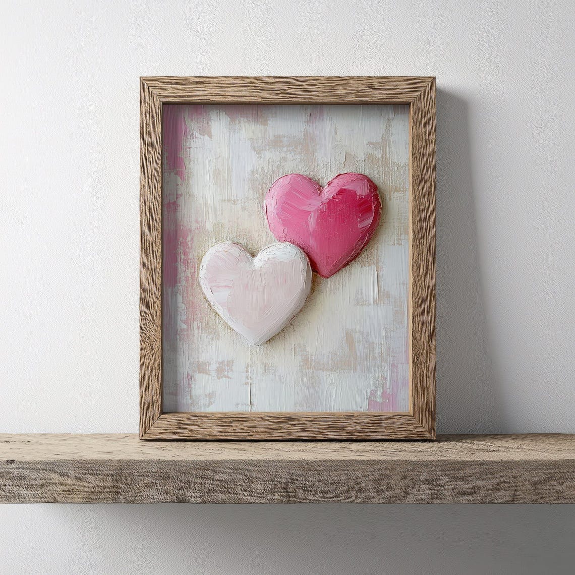 Two Textured 3D Hearts In Pink And White Abstract Love Poster - Image 3