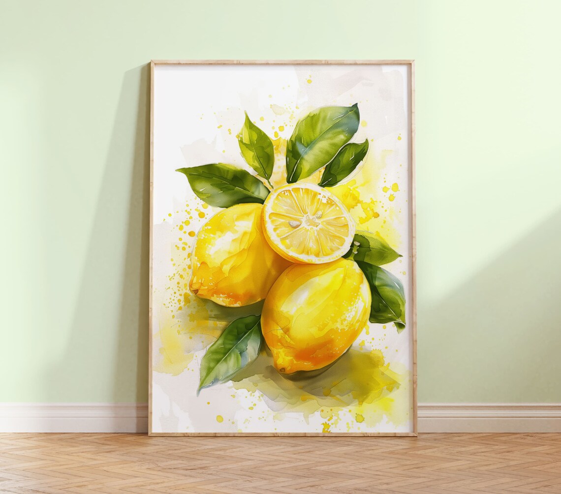 Lemon Watercolor Art Print Kitchen Wall Art