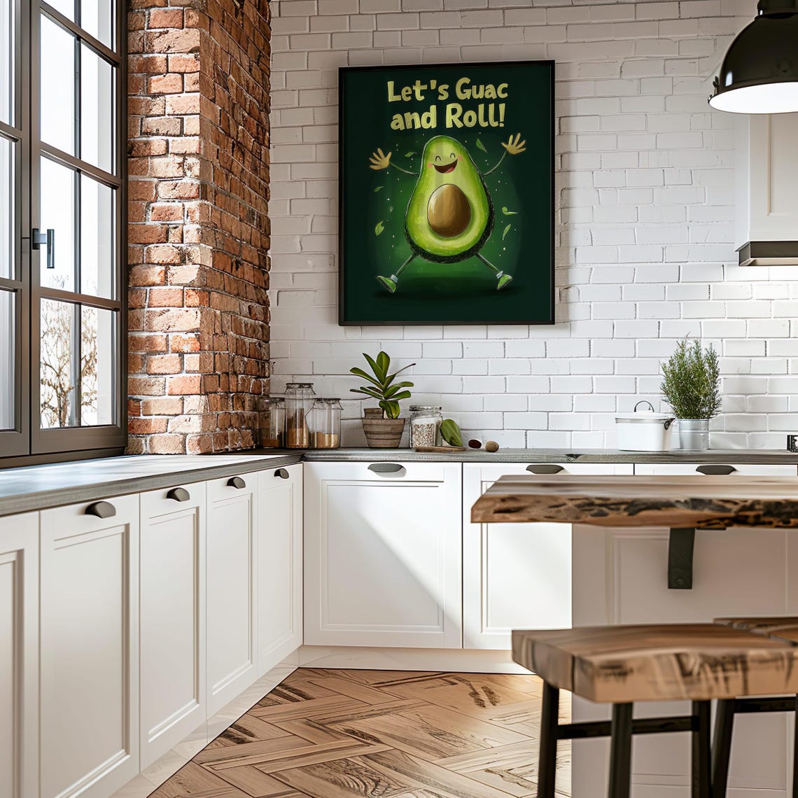 Lets Guac And Roll Happy Dancing Avocado Funny Kitchen Poster - Image 7