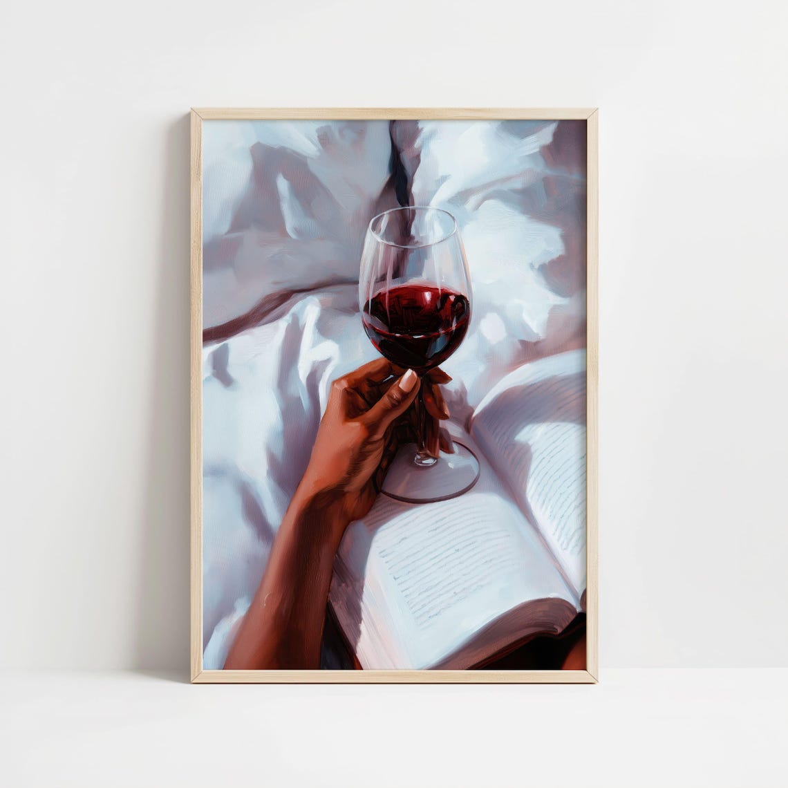 Red Wine Glass Over Open Book Cozy Book Lover Reading Poster - Image 8
