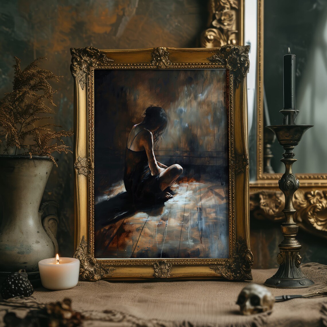 Moody Woman Art Print, Dark Gothic Home Decor - Image 3