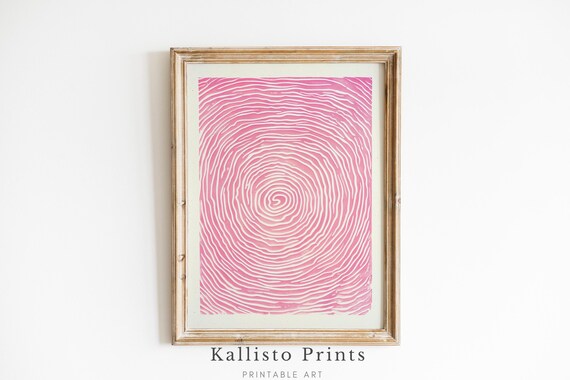 Abstract Pink Fingerprint Wall Art Minimalist Print Modern Textured Unique Decor582