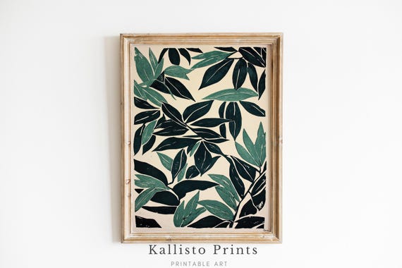 Minimalist Botanical Leaf Wall Art Green Foliage Modern Illustration Natureinspired Decor 364