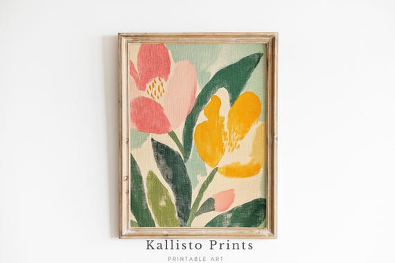 Abstract Floral Art Print, Modern Minimalist Botanical Decor