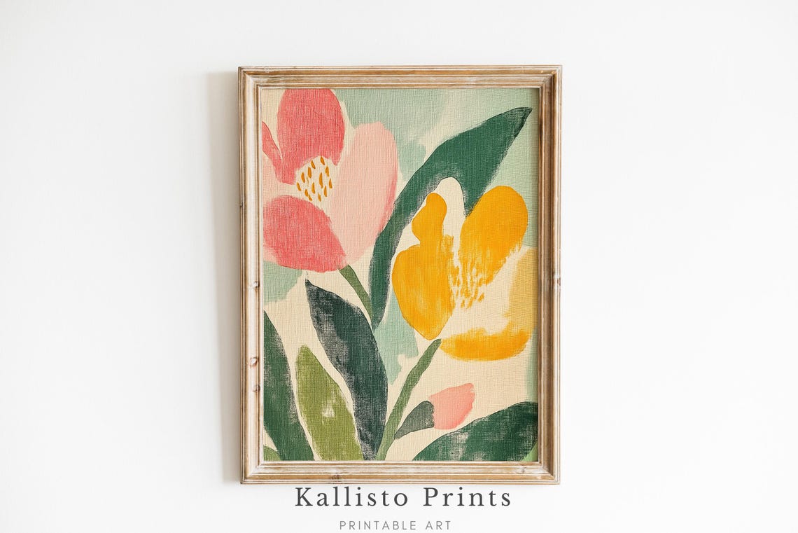 Abstract Floral Art Print, Modern Minimalist Botanical Decor