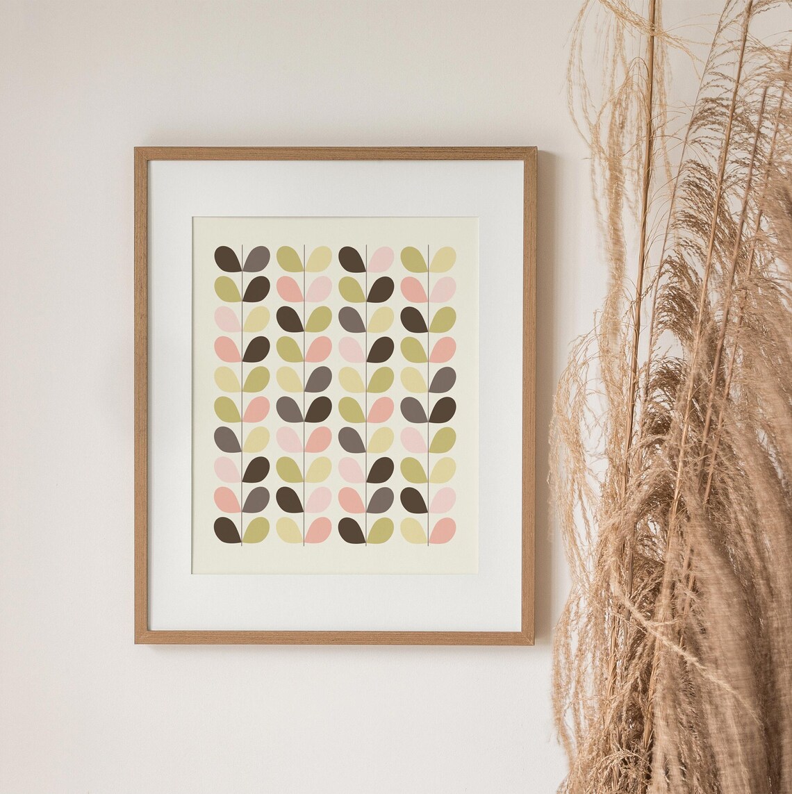 Pink Leaves Mid-Century Minimalist Modern Art Print - Image 2