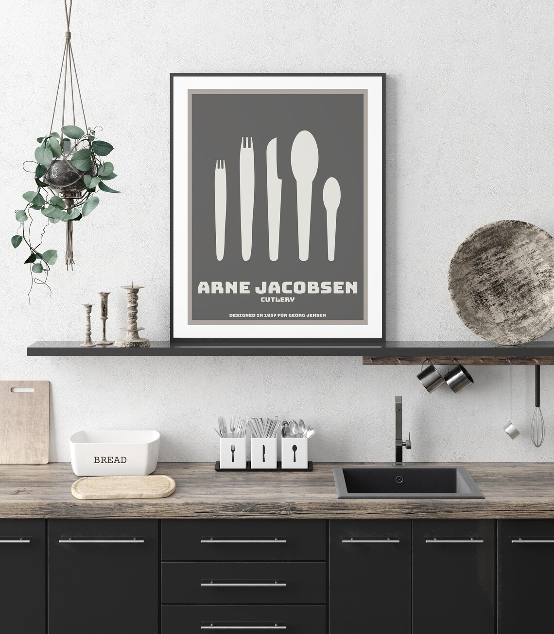 Arne Jacobsen Kitchen Wall Art, Cutlery Print - Image 3