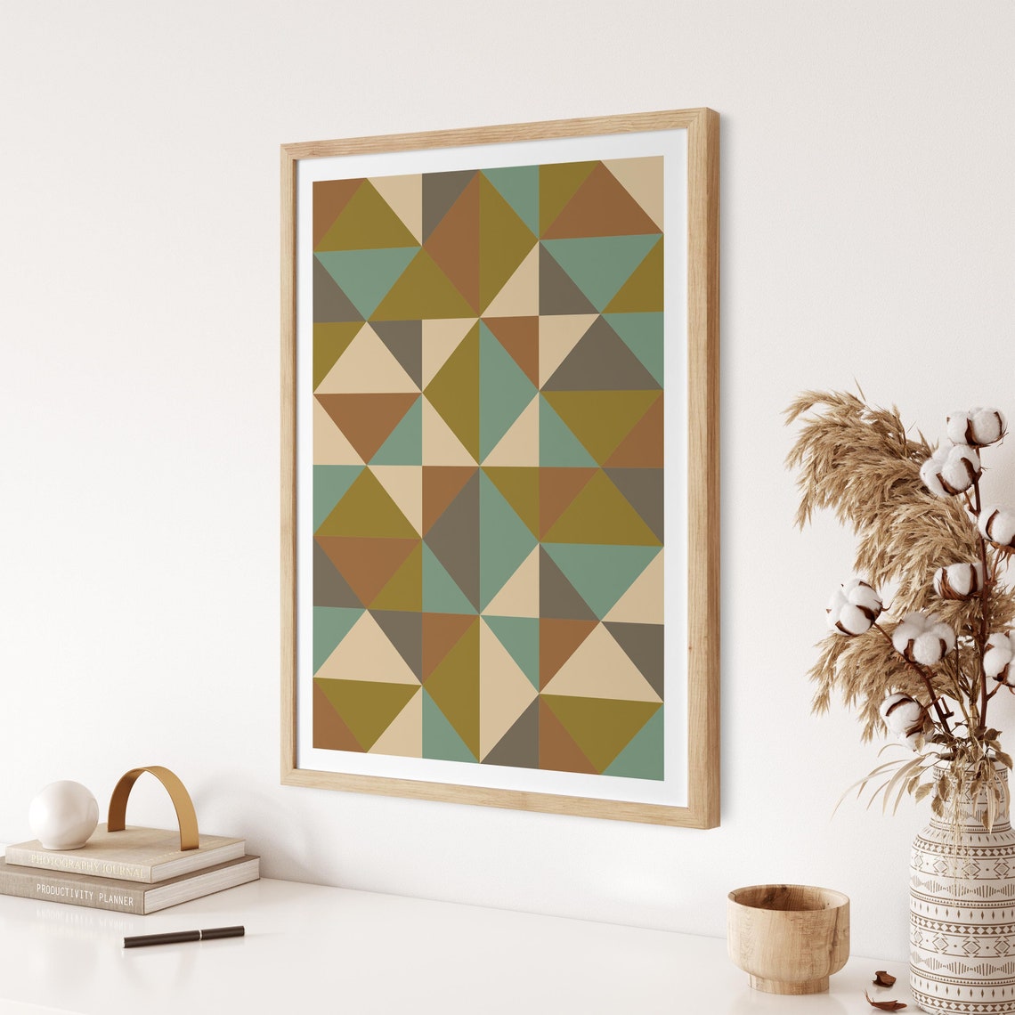 Geometric Print Green Wall Art Wall Art Print Instant Prints Abstract Art Green Print Triangle Print Wall Art - Image 2