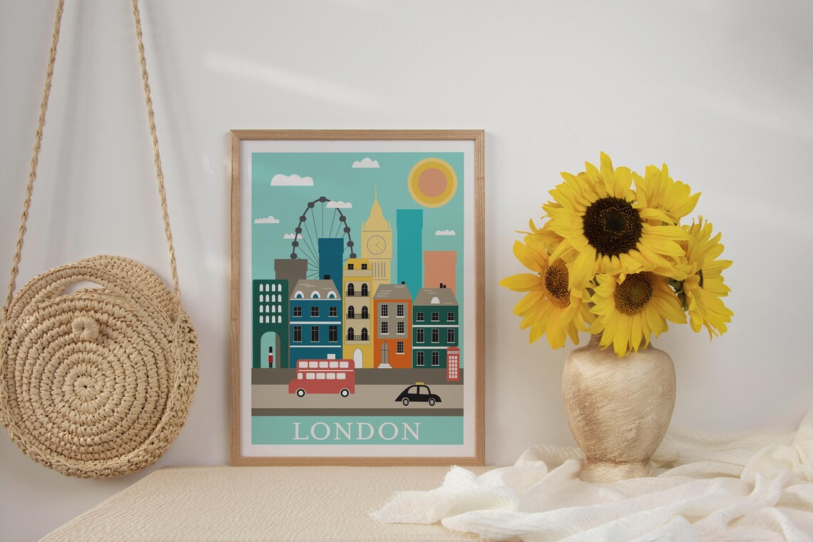London Colourful Travel Poster, Wall Art Print - Image 3