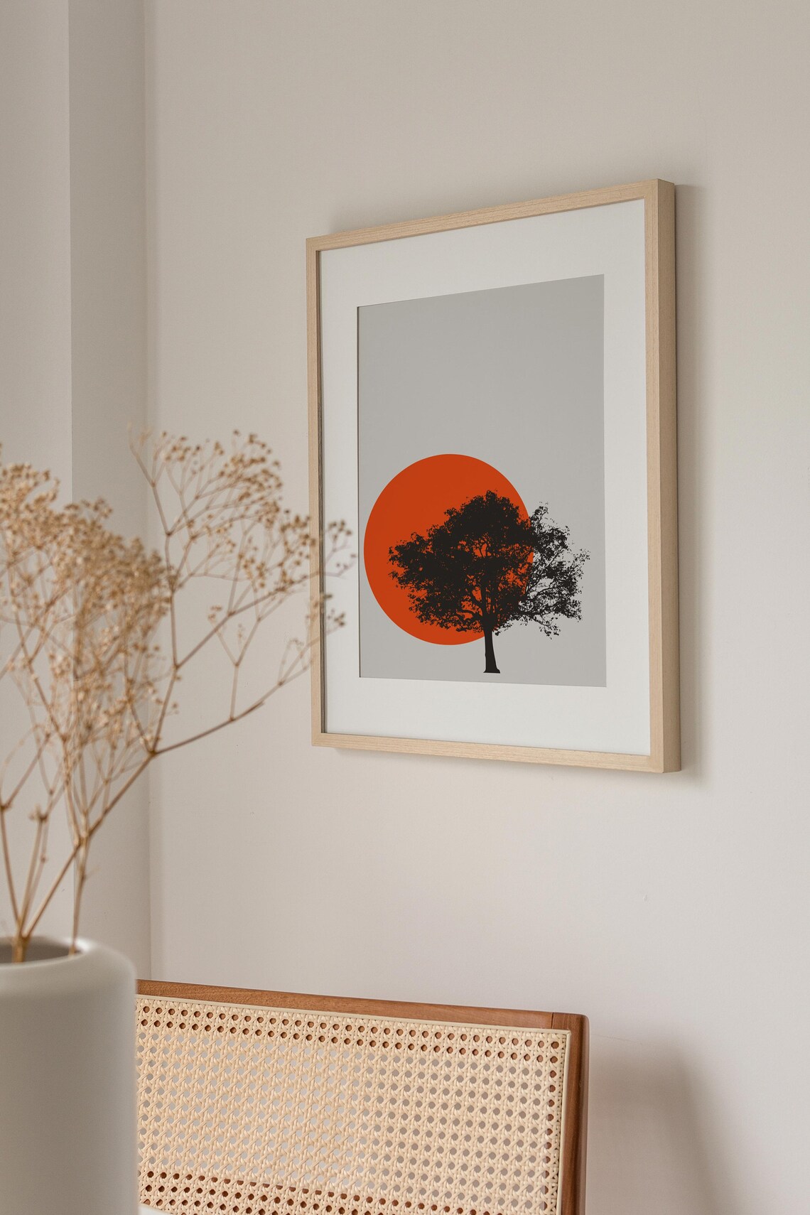 Tree Art Print, Scandinavian Minimalist Grey Decor - Image 2